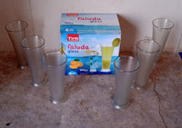 High Quality Faluda, ice cream, Juicer and Water Glasses Set of 6 Transparent, Drinking Water Glasses Stylish Glasses for Faluda, Water, Juice, Glass Set of 6 Pcs (Plastic 300 ML Approx)