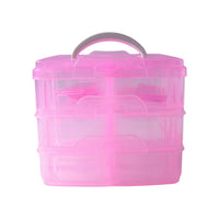 3-Tier Transparent Craft Storage Box with 18 Adjustable Compartments