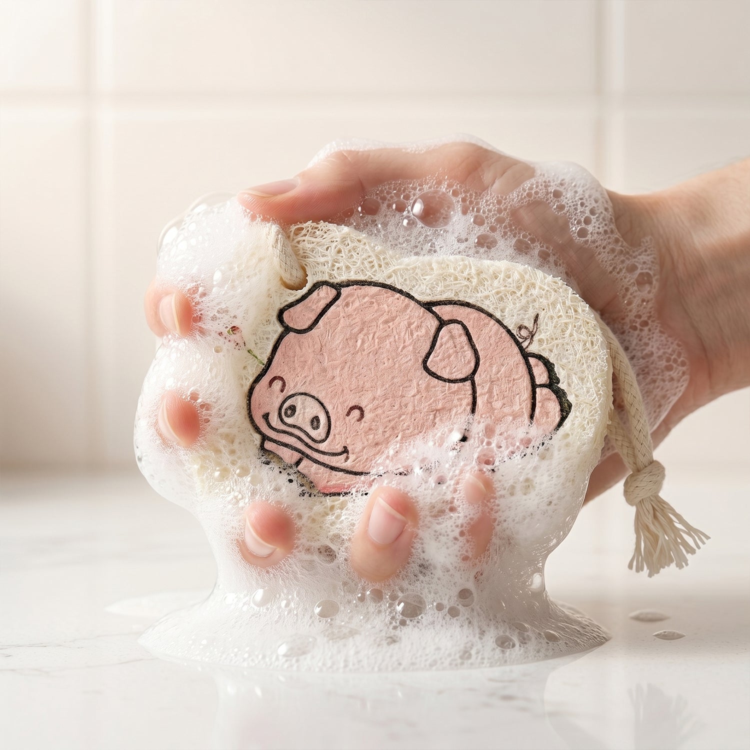 ToonSuds Cartoon Printed Bath Scrubber Sponge (1 Pc)