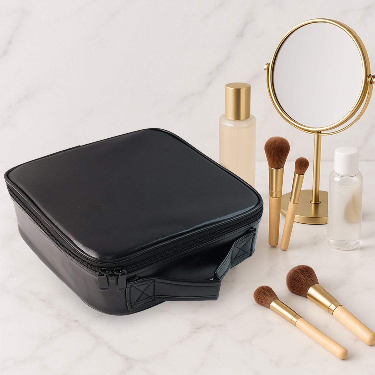 Black Premium LED Light Makeup Organizer Box (1 Pc)