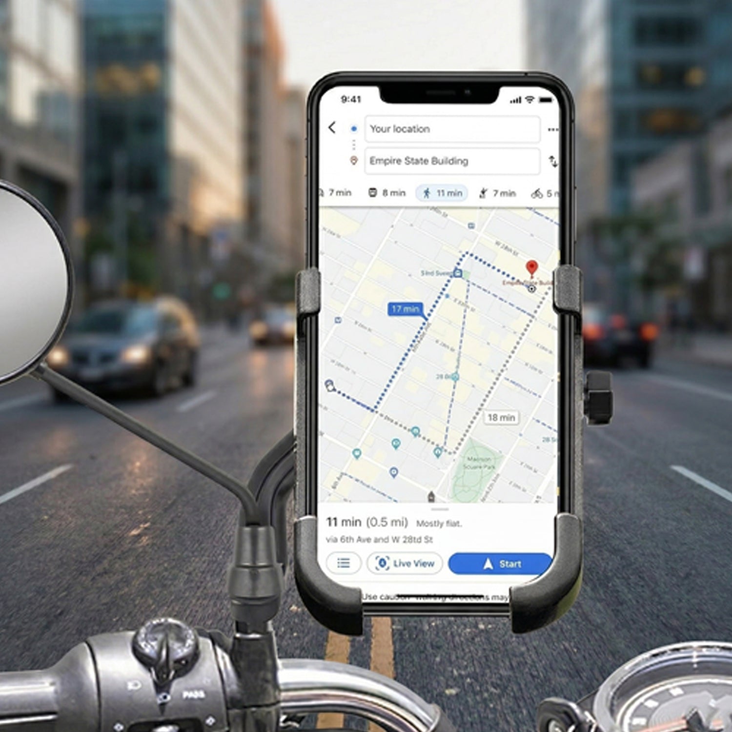 TrackLock Solid Metal Mirror Mount Phone Holder for Bike