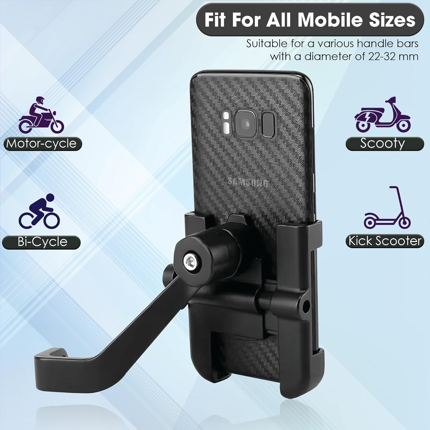 TrackLock Solid Metal Mirror Mount Phone Holder for Bike