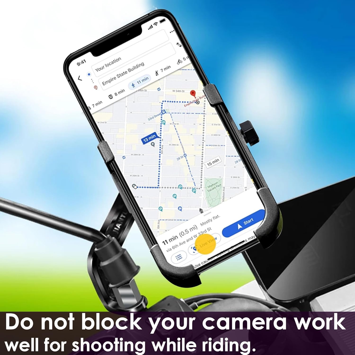 TrackLock Solid Metal Mirror Mount Phone Holder for Bike