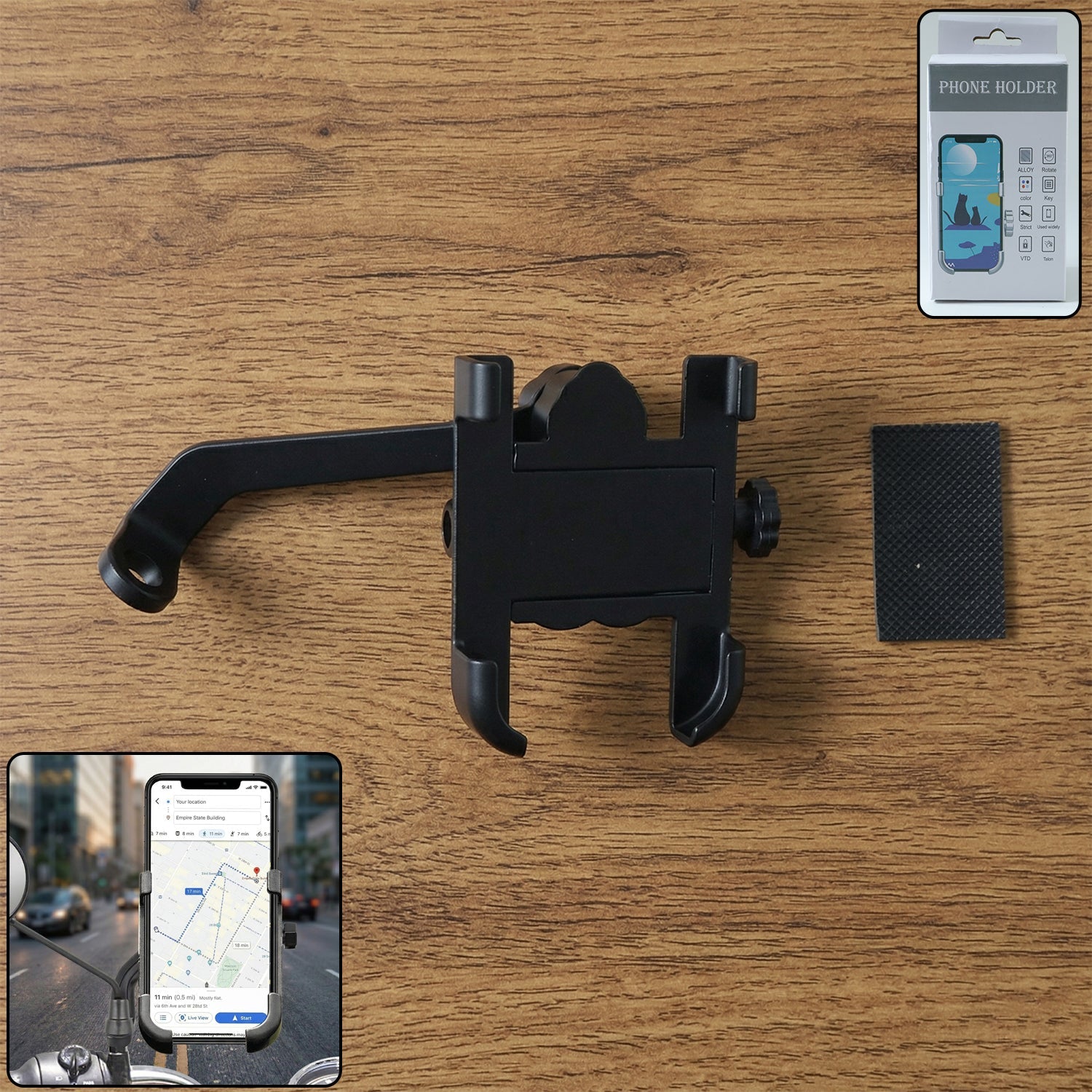TrackLock Solid Metal Mirror Mount Phone Holder for Bike