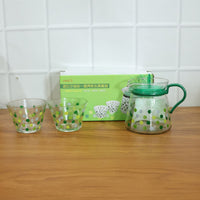 Elegant Glass Tea Pot with Matching Cups Set (1 Set)