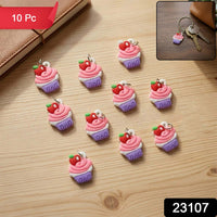 Cute Cupcake Shape Bag Charm Keychain Set (10 Pc)