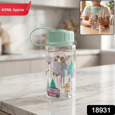 AeroSip Kids Printed Water Bottle with Convenient Carry Strap | 400ML Travel Flask (1 Pc)