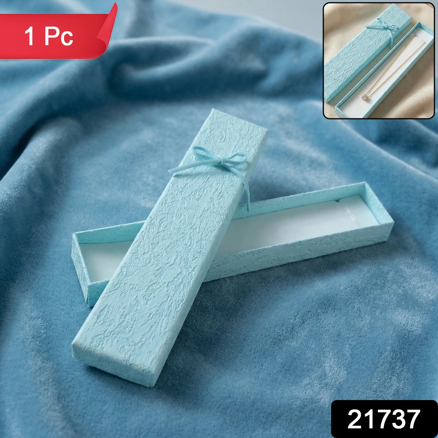 LuxeVault Premium Long Rectangular Jewelry Gift Box | Elegant Ribbon Bow Design (1 Pc)