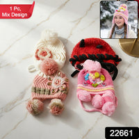 kids wool cap with ear flaps for winter warmth