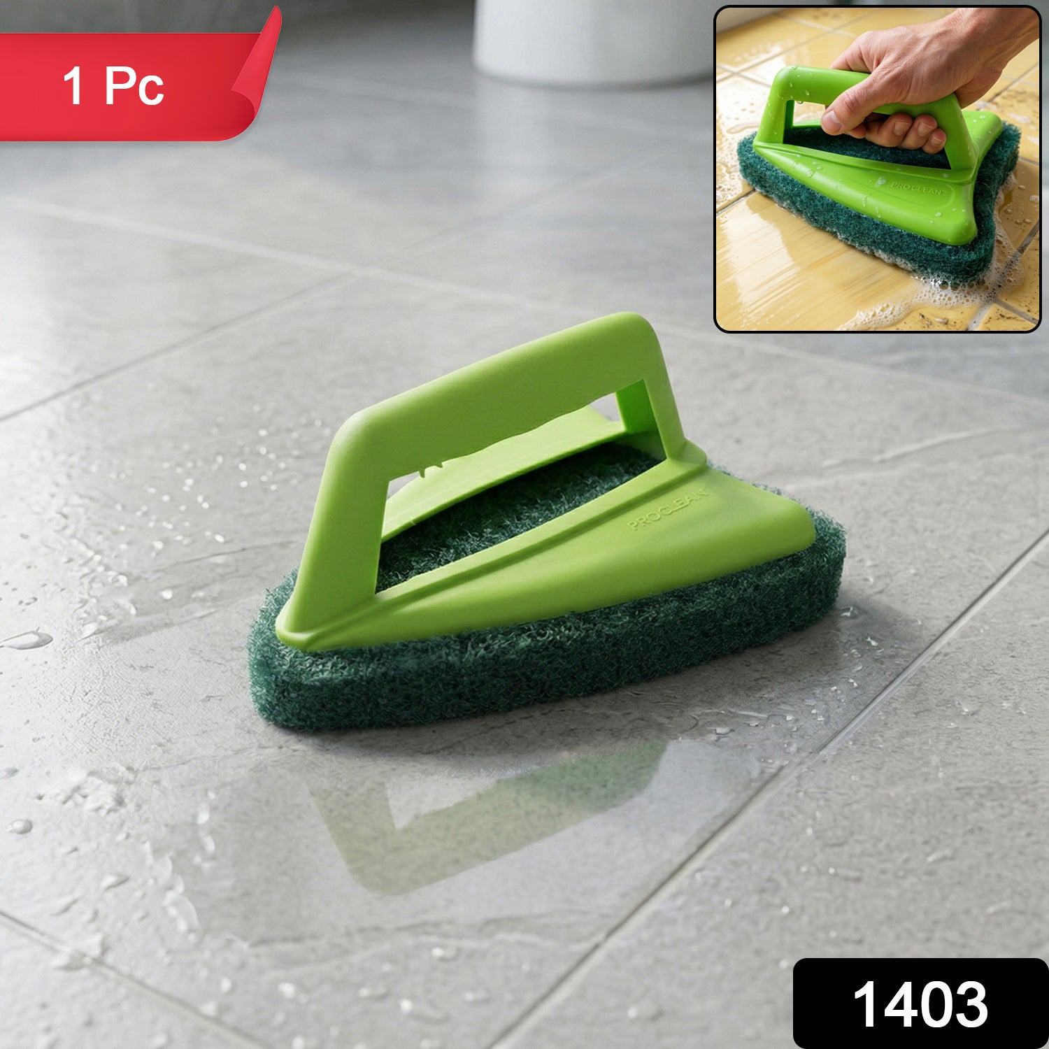 Bathroom Brush with abrasive scrubber for superior tile cleaning
