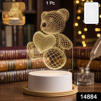 3D Teddy Bear LED Night Lamp – Soft LED Desk Light with Heart Design (1 Pc)