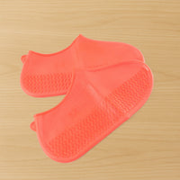 Orange Non-Slip Silicone Rain Reusable Anti skid Waterproof Fordable (1 Pair)